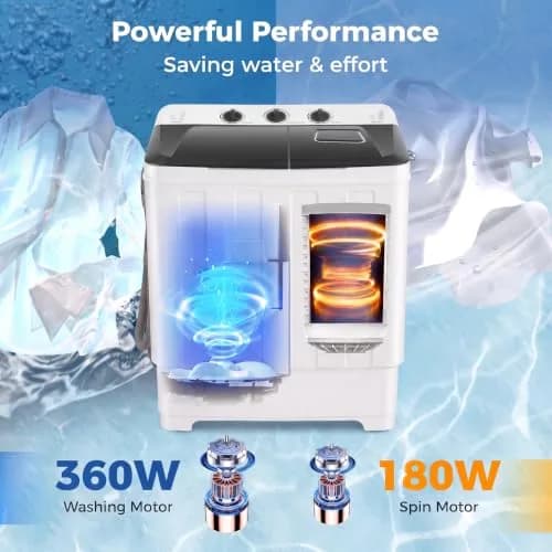 Nictemaw Portable Washing Machine 30Lbs Capacity Twin Tub with Drain Pump | Compact Laundry for Apartments & Dorms thumbnail 3