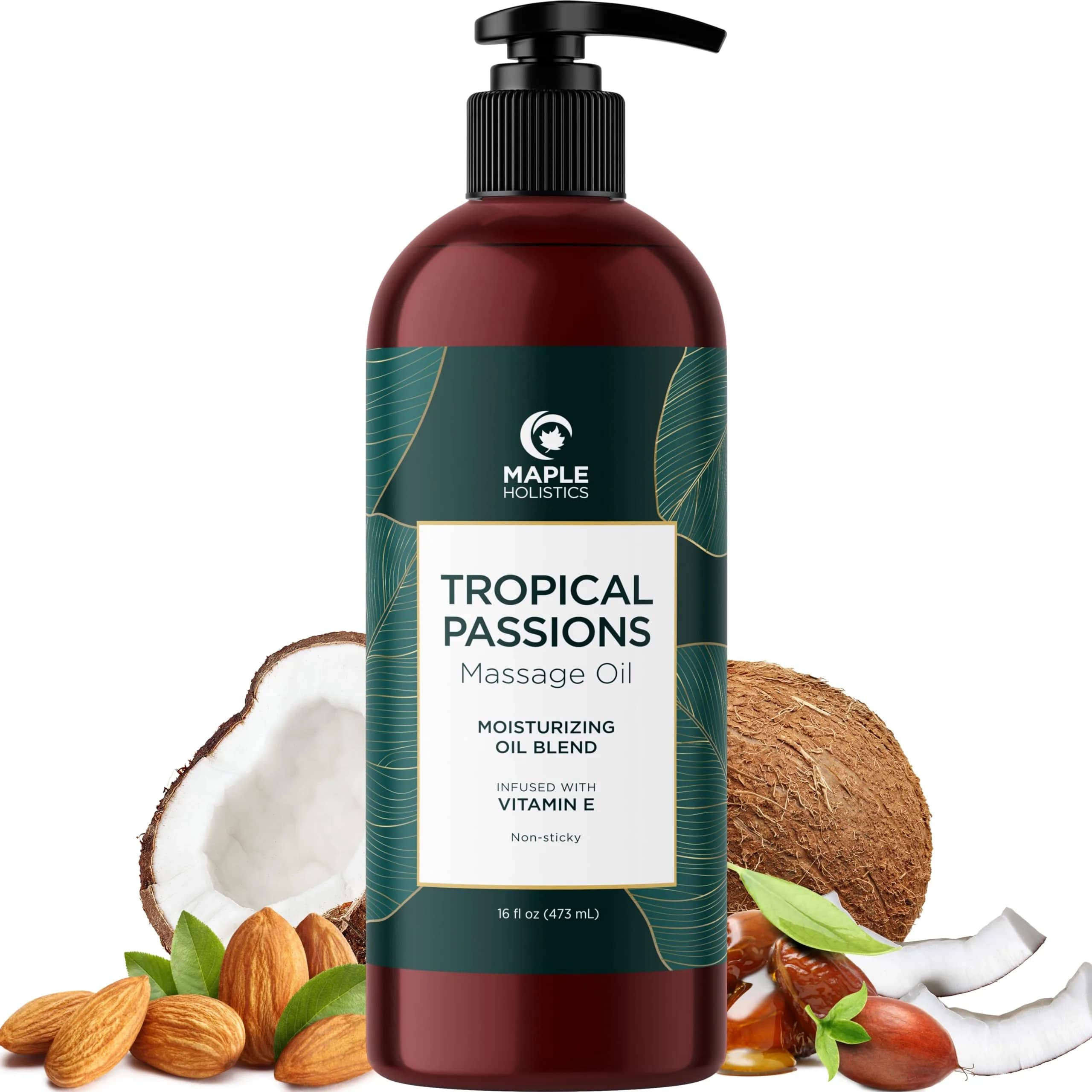 Maple Holistics Tropical Massage Oil for Couples 16 Fl Oz | Full Body Relaxation & Mango Scent