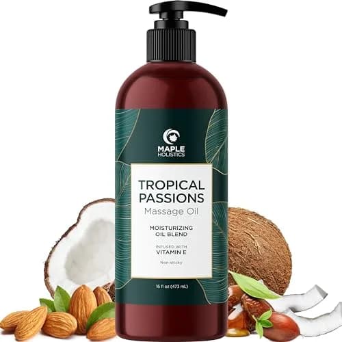Maple Holistics Tropical Massage Oil for Couples 16 Fl Oz | Full Body Relaxation & Mango Scent thumbnail 1