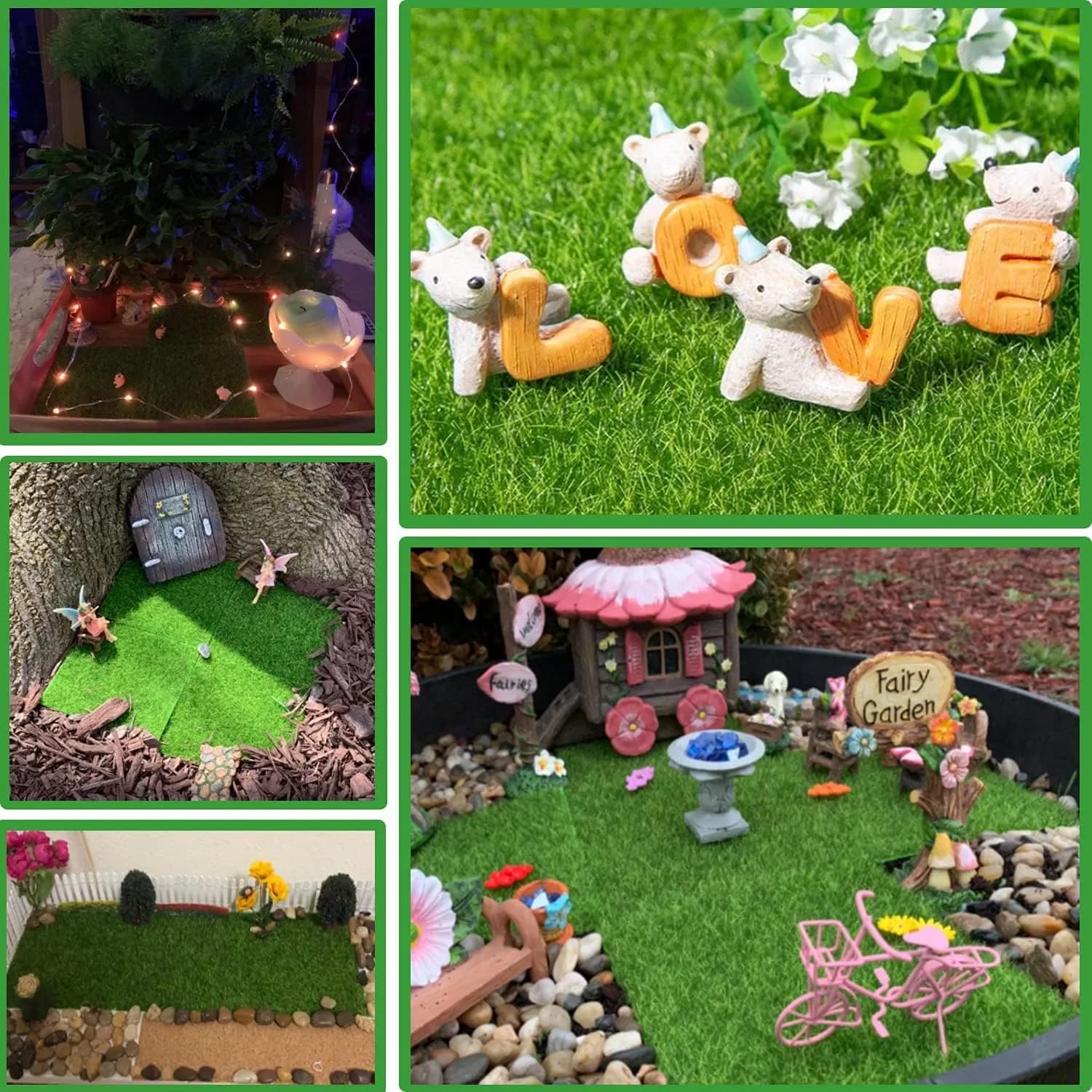 KISEER Artificial Craft Grass 6 Pack 12 x 12 Inches Miniature Green Plastic | DIY Dollhouse Ornament Decoration - view 5