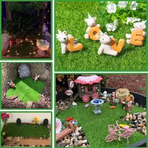 KISEER Artificial Craft Grass 6 Pack 12 x 12 Inches Miniature Green Plastic | DIY Dollhouse Ornament Decoration thumbnail 5