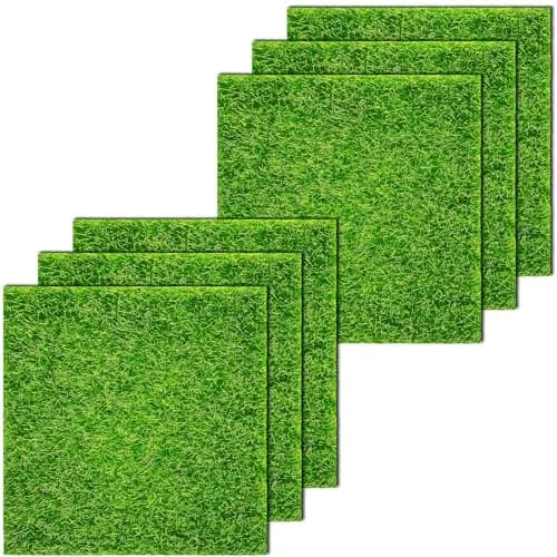 KISEER Artificial Craft Grass 6 Pack 12 x 12 Inches Miniature Green Plastic | DIY Dollhouse Ornament Decoration thumbnail 1