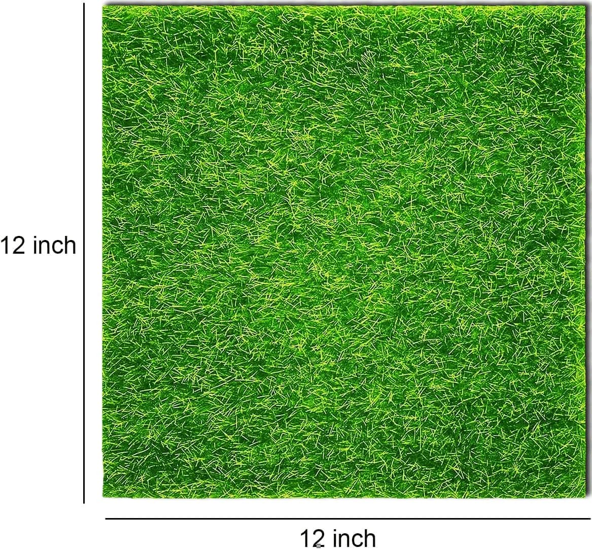 KISEER Artificial Craft Grass 6 Pack 12 x 12 Inches Miniature Green Plastic | DIY Dollhouse Ornament Decoration - view 2