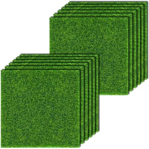 KISEER 12 Pack Artificial Grass Mats 15cm x 15cm (6" x 6") | Miniature Garden Crafting Supply thumbnail 1
