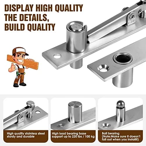 SKMYL Heavy Duty Hidden Pivot Hinge, 360° Rotation for Bookshelf Door, 220 lb Capacity (2-Pack, Stainless Steel) thumbnail 2
