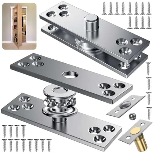 SKMYL Heavy Duty Hidden Pivot Hinge for Bookshelf Doors, Center Mount 220 lbs (99.8 kg) Capacity | Invisible Rotation Hardware Kit — Center Mount 300lbs 1 Set