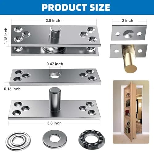 SKMYL Heavy Duty Hidden Pivot Hinge for Bookshelf Doors, Center Mount 220 lbs (99.8 kg) Capacity | Invisible Rotation Hardware Kit thumbnail 5