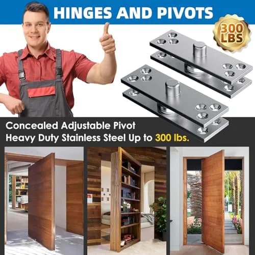 SKMYL Heavy Duty Hidden Pivot Hinge for Bookshelf Doors, Center Mount 220 lbs (99.8 kg) Capacity | Invisible Rotation Hardware Kit thumbnail 6