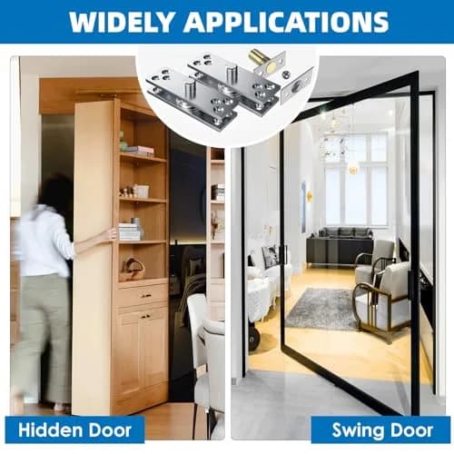SKMYL Heavy Duty Hidden Pivot Hinge for Bookshelf Doors, Center Mount 220 lbs (99.8 kg) Capacity | Invisible Rotation Hardware Kit thumbnail 3