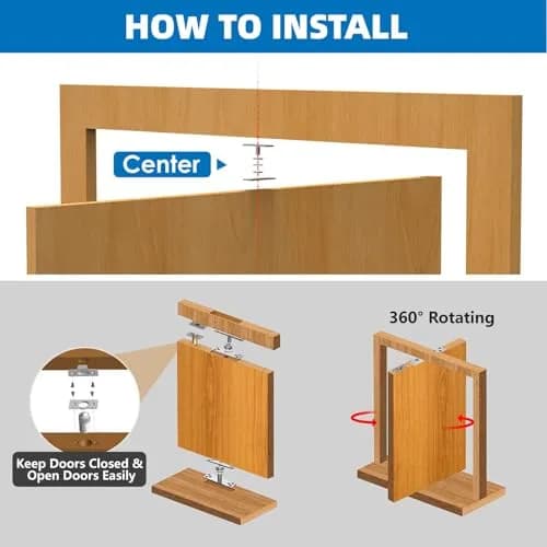 SKMYL Heavy Duty Hidden Pivot Hinge for Bookshelf Doors, Center Mount 220 lbs (99.8 kg) Capacity | Invisible Rotation Hardware Kit thumbnail 4