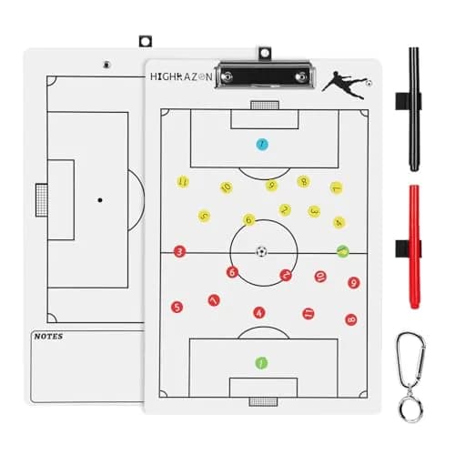 HIGHRAZON Magnetic Soccer Coaches Clipboard, White Double-Sided Dry Erase Board, Tactics Whiteboard with Magnetic Stickers & Markers thumbnail 1