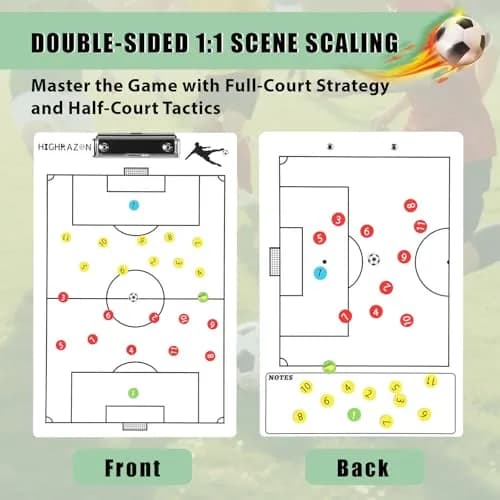 HIGHRAZON Magnetic Soccer Coaches Clipboard, White Double-Sided Dry Erase Board, Tactics Whiteboard with Magnetic Stickers & Markers thumbnail 7