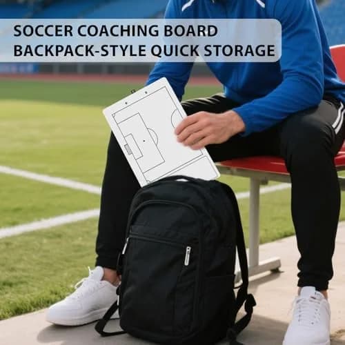 HIGHRAZON Magnetic Soccer Coaches Clipboard, White Double-Sided Dry Erase Board, Tactics Whiteboard with Magnetic Stickers & Markers thumbnail 8