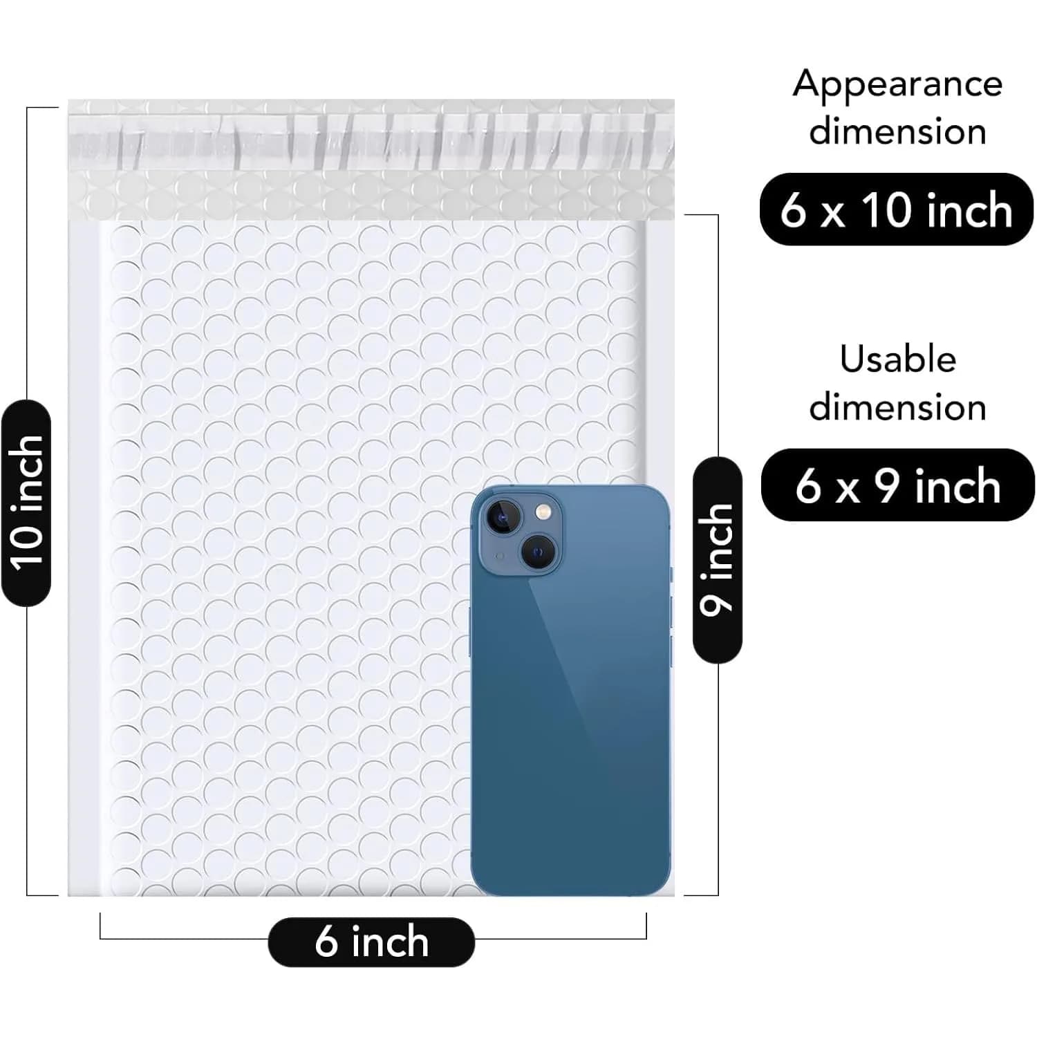 Fuxury White 3000 Pack Padded Envelopes with Bubble Lining, Usable Size 6x9" | Bulk Value Pack for Small Business - view 2