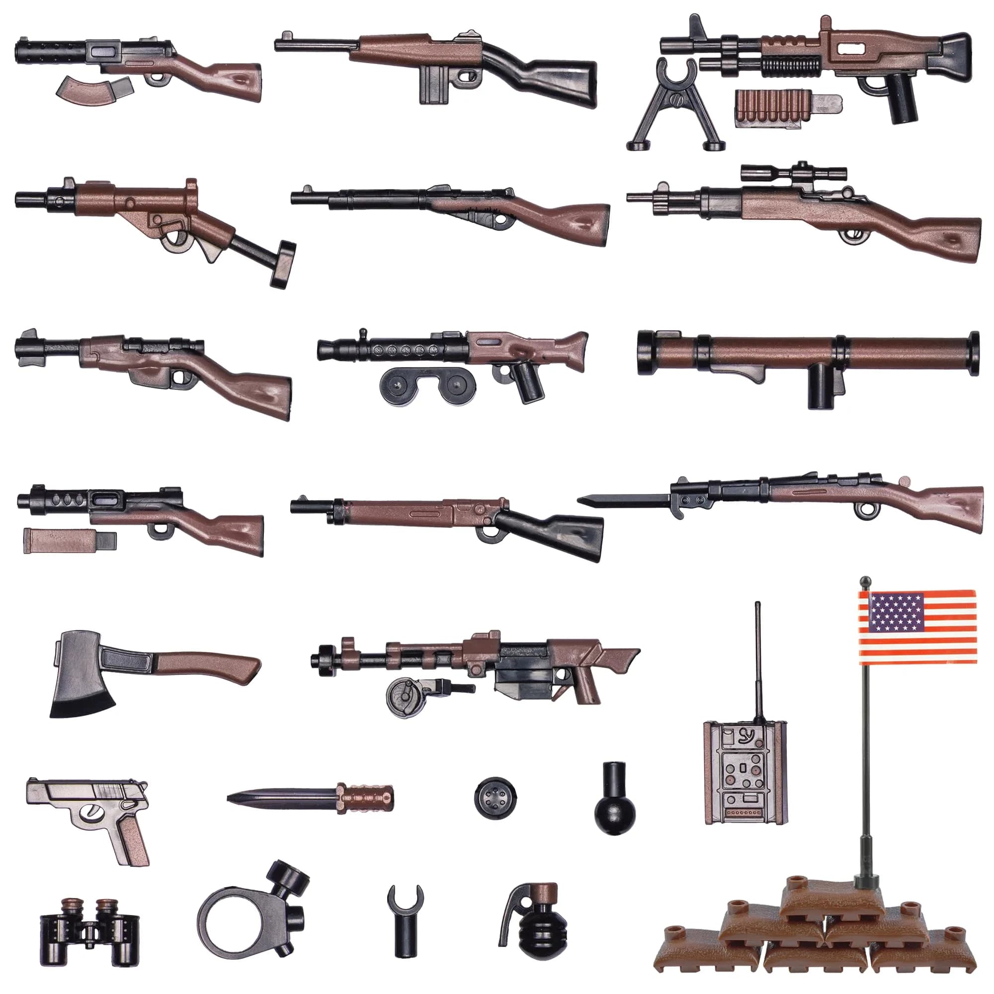 MaozyHomie U.S Field Force Weapons Building Blocks (36pcs) - Military Toy Accessory Pack - main product image