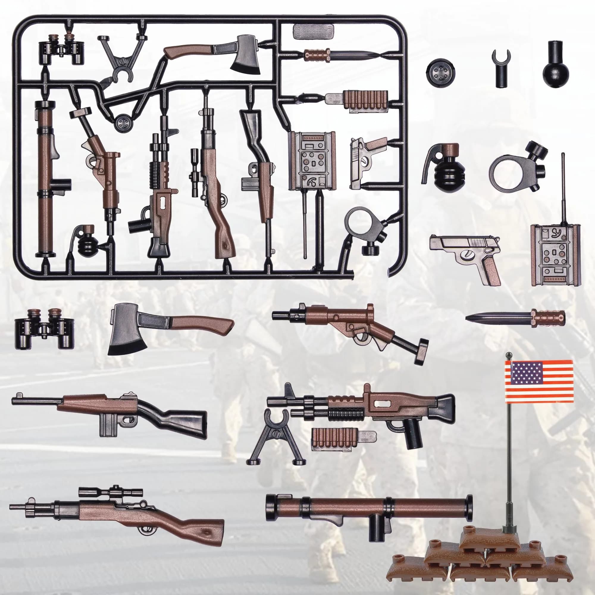 MaozyHomie U.S Field Force Weapons Building Blocks (36pcs) - Military Toy Accessory Pack - view 3
