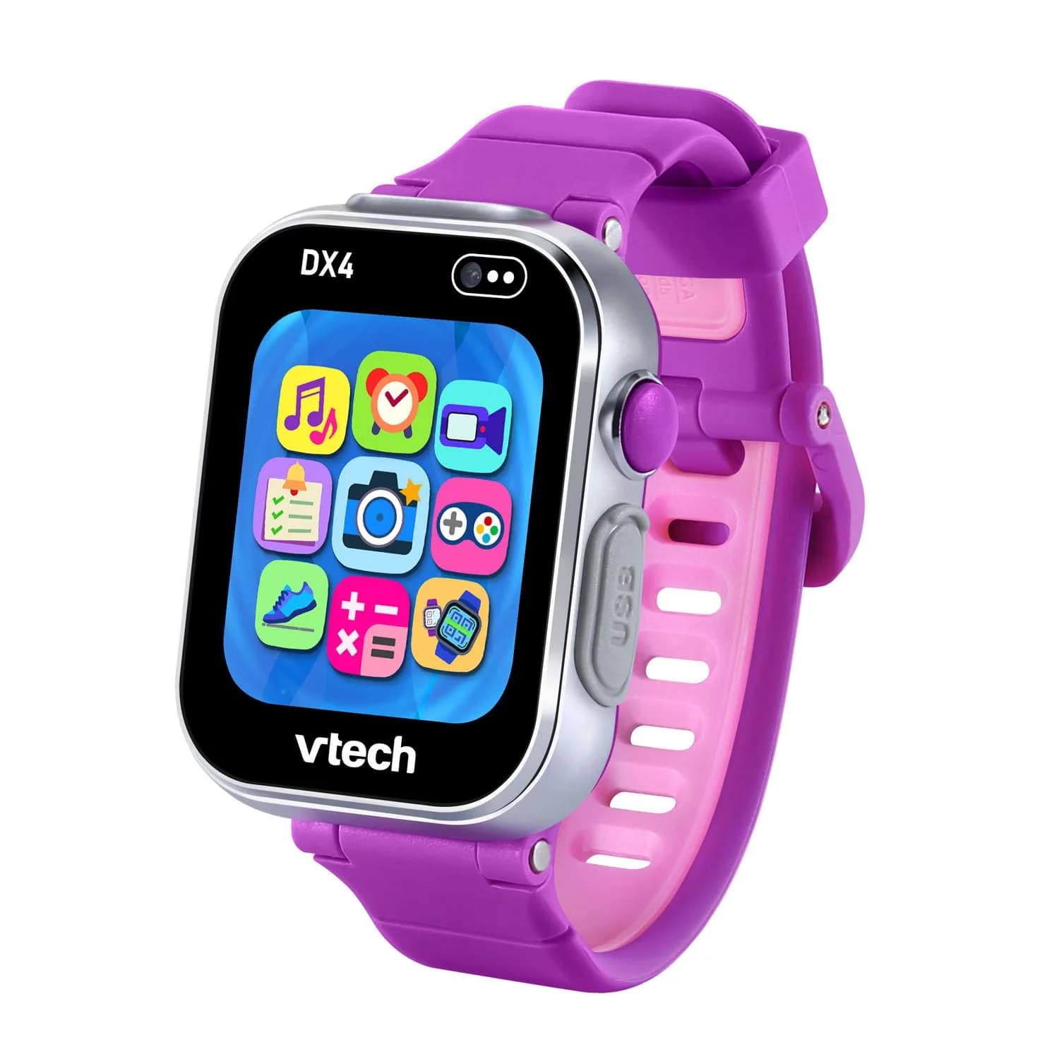 VTech KidiZoom Smartwatch DX4 Pink 22.5cm (8.86in) | Splash-Proof Kids Smartwatch with Dual Cameras & Games — Purple