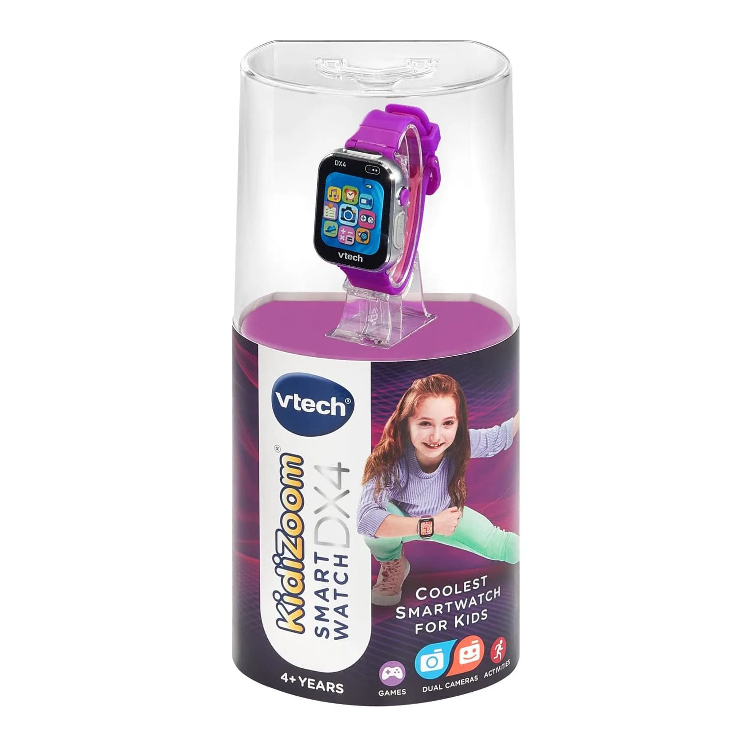 VTech KidiZoom Smartwatch DX4 Purple 22.5cm (8.9") | Splash-Proof Metal Body with Dual Cameras - view 6