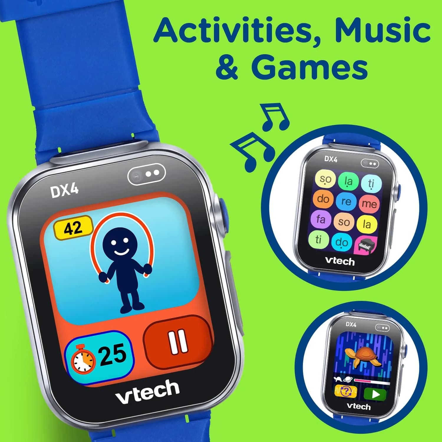 VTech KidiZoom Smartwatch DX4 Blue 22.6cm (8.9" x 0.6" x 1.7") | Dual Cameras, AR Games, Time Practice - view 4