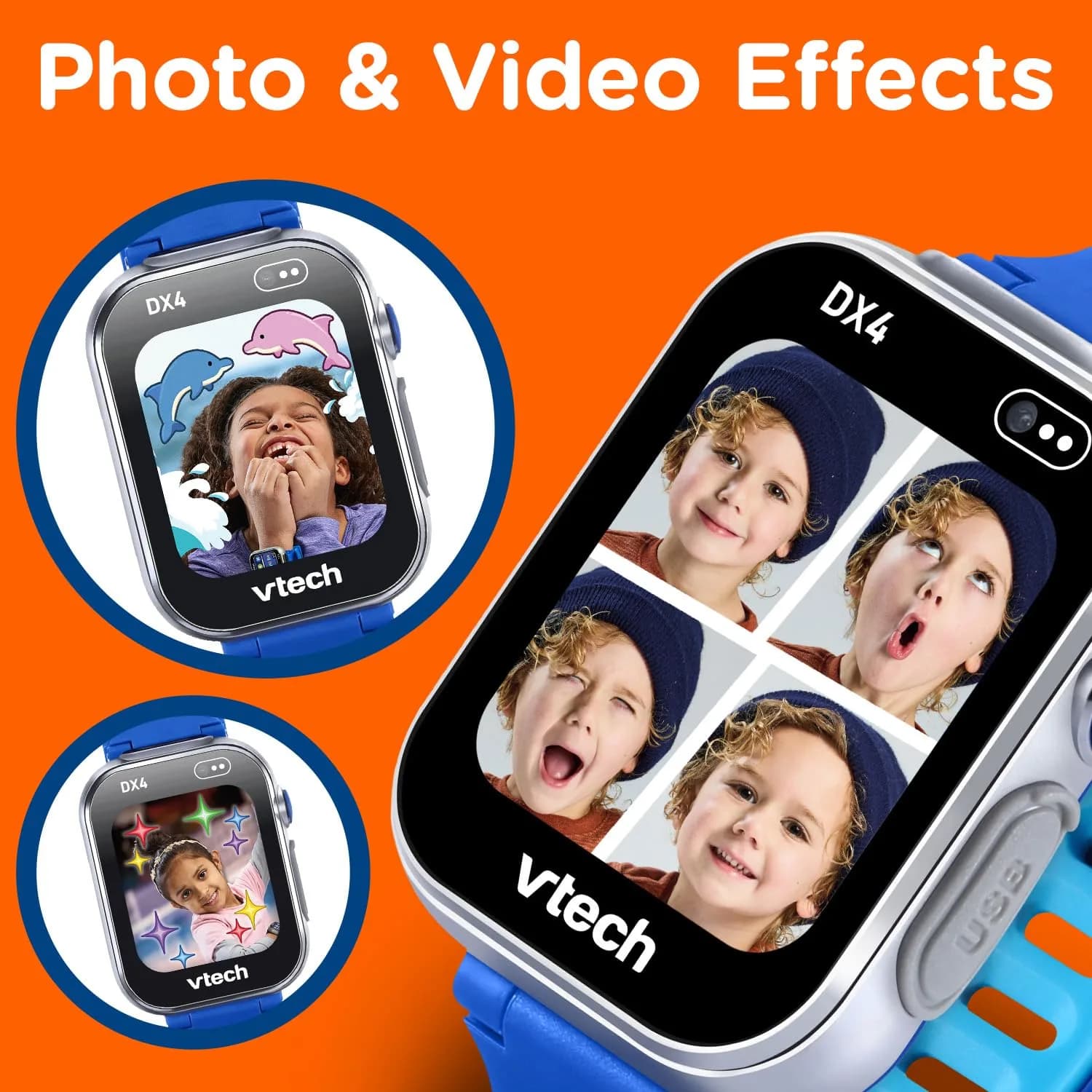 VTech KidiZoom Smartwatch DX4 Blue 22.6cm (8.9" x 0.6" x 1.7") | Dual Cameras, AR Games, Time Practice - view 2