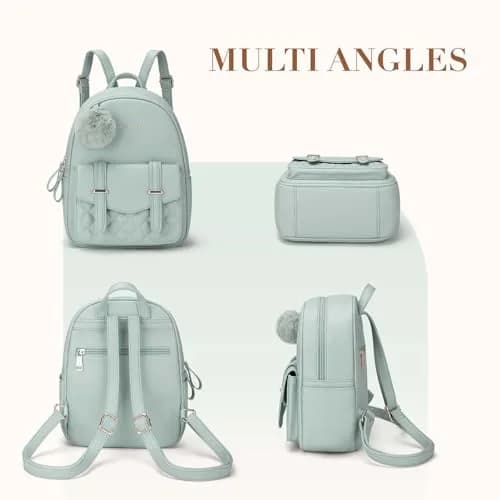 Missnine Mini Backpack for Women Small PU Leather Purse with Pompom, Casual Daypack (8.6"L x 3.9"W x 11"H) | Water-Resistant thumbnail 6