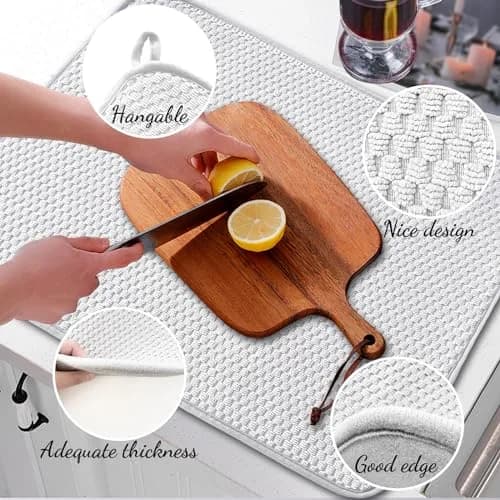 Meirrnyyu Dish Drying Mat 24×17" | Absorbent Microfiber Kitchen Pad for India thumbnail 4