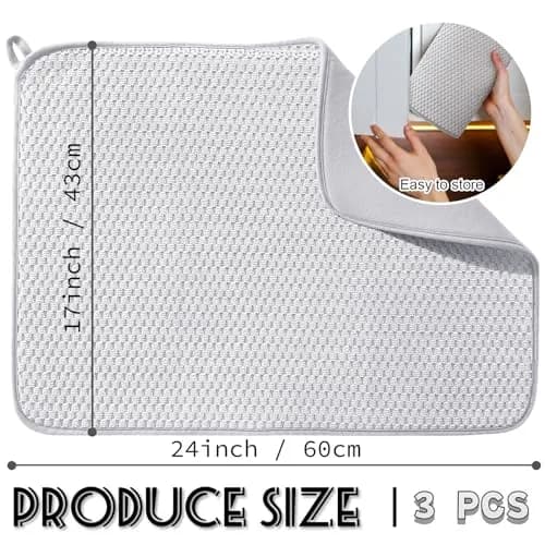 Meirrnyyu Dish Drying Mat 24×17" | Absorbent Microfiber Kitchen Pad for India thumbnail 2