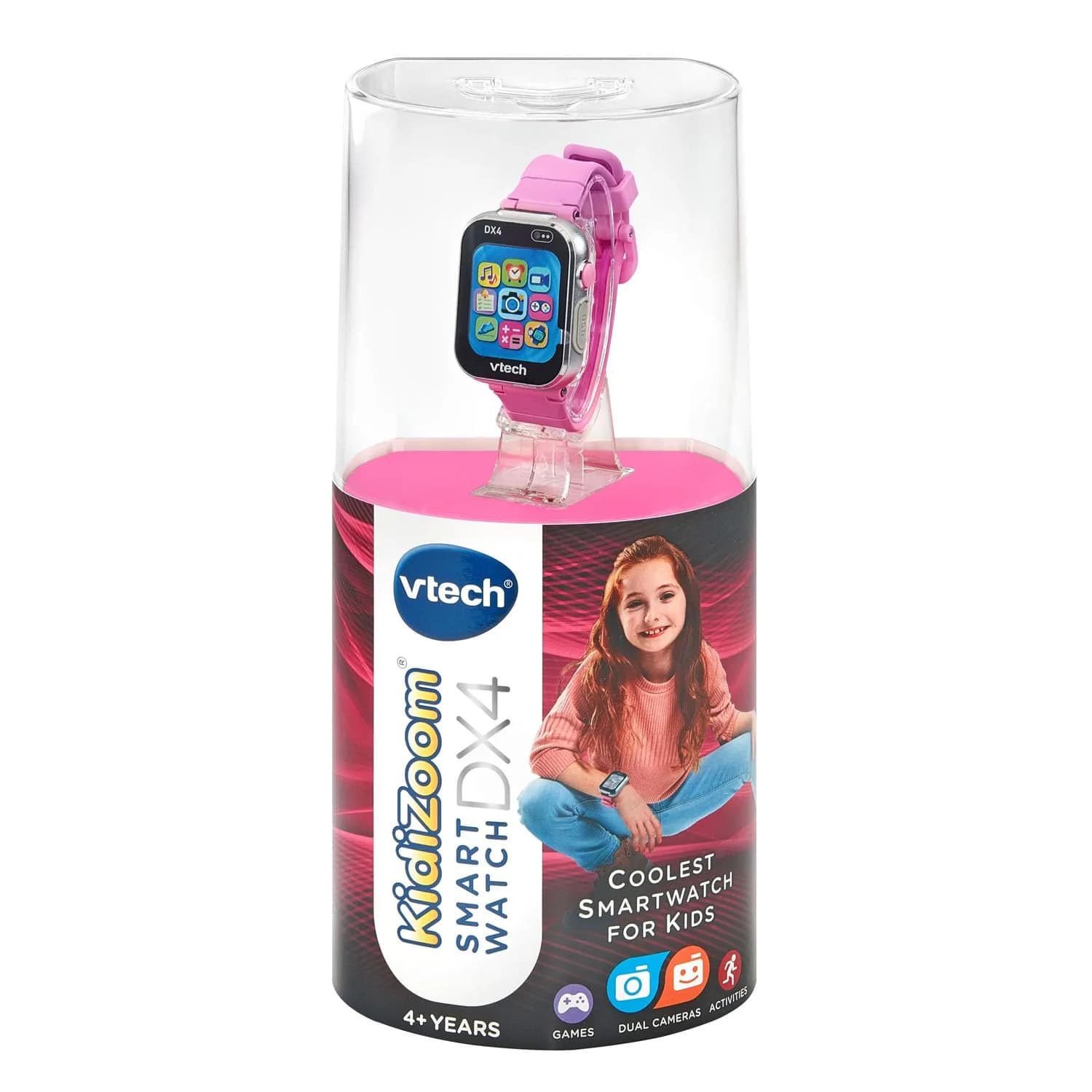 VTech KidiZoom Smartwatch DX4 Pink 22.5cm (8.86in) | Splash-Proof Kids Smartwatch with Dual Cameras & Games - view 6