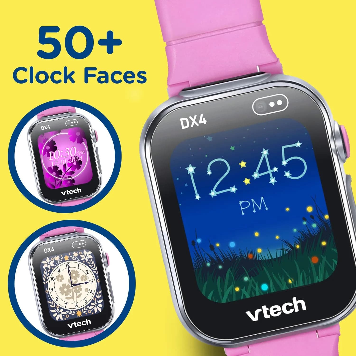 VTech KidiZoom Smartwatch DX4 Pink 22.5cm (8.86in) | Splash-Proof Kids Smartwatch with Dual Cameras & Games - view 3