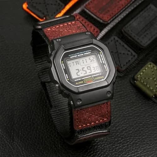hemsut h 18mm Military Nylon Watch Band for Casio AE-1200, DW-5600, F-91W, A168W | Adjustable Hook & Loop Closure thumbnail 7