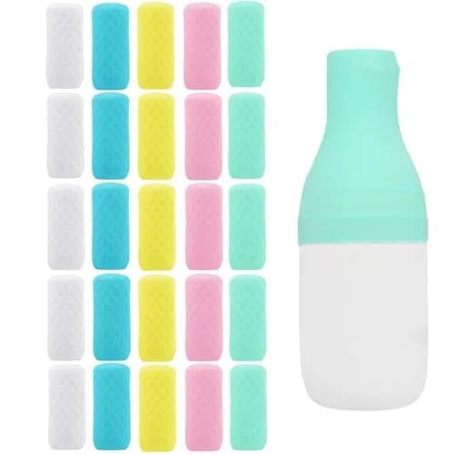 FOROUME 25 Pack Silicone Bottle Covers Leak Proof Travel Accessories in 5 Colors thumbnail 1