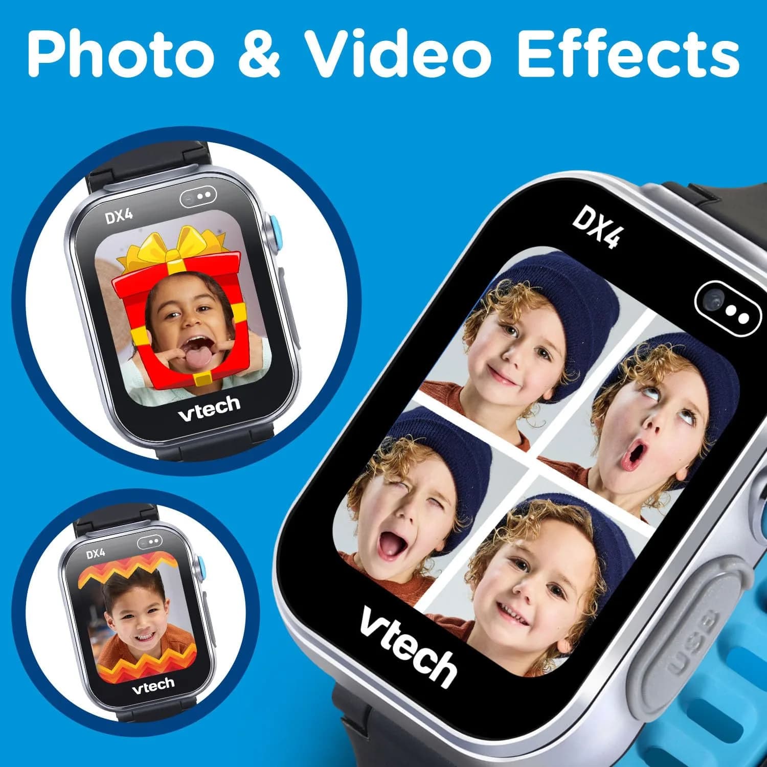 VTech KidiZoom Smartwatch DX4 Black 21.8 cm (8.6 inches) | Splash-Proof Metal Body with Dual Cameras - view 2