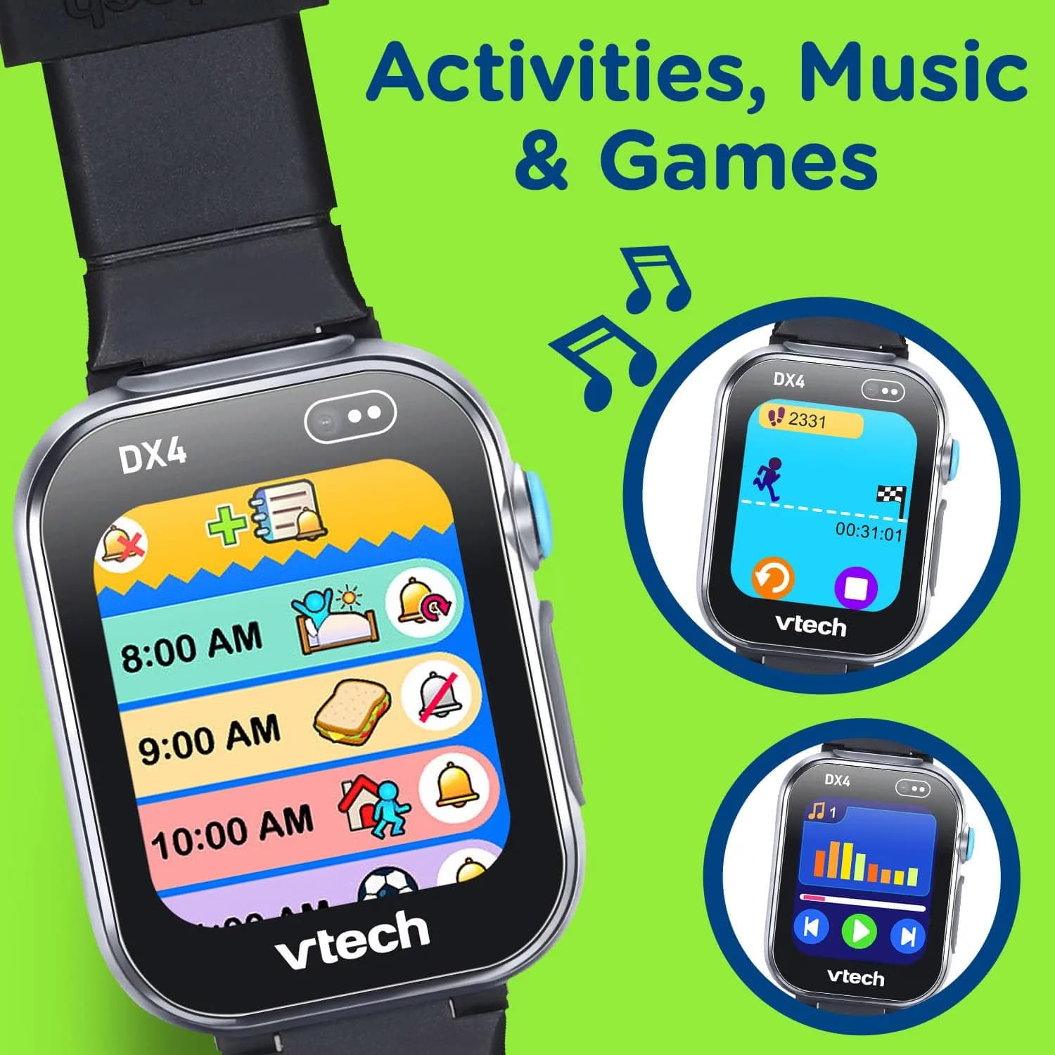 VTech KidiZoom Smartwatch DX4 Black 21.8 cm (8.6 inches) | Splash-Proof Metal Body with Dual Cameras - view 4