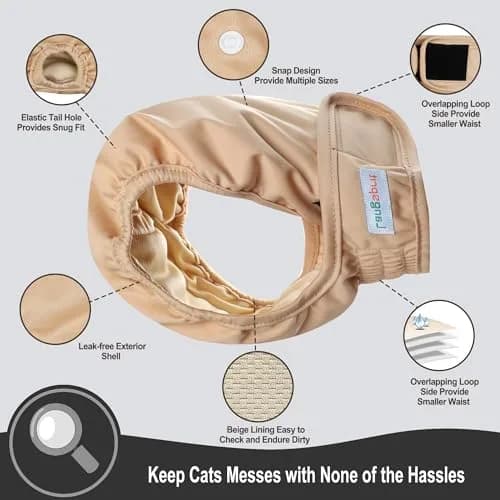 Langsprit Reusable Cat Diapers Large Waist 16-18 inches | Washable & Leak-Free for Male & Female Cats thumbnail 3
