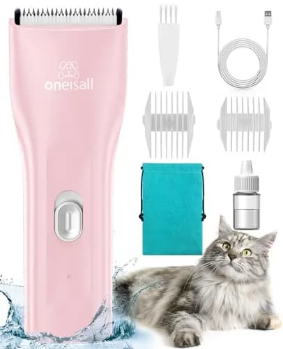 oneisall Pet Clippers for Matted Cat Hair, Quiet Pet Shaver with Storage Bag | 50dB Low Noise, IPX7 Waterproof, USB Rechargeable thumbnail 1