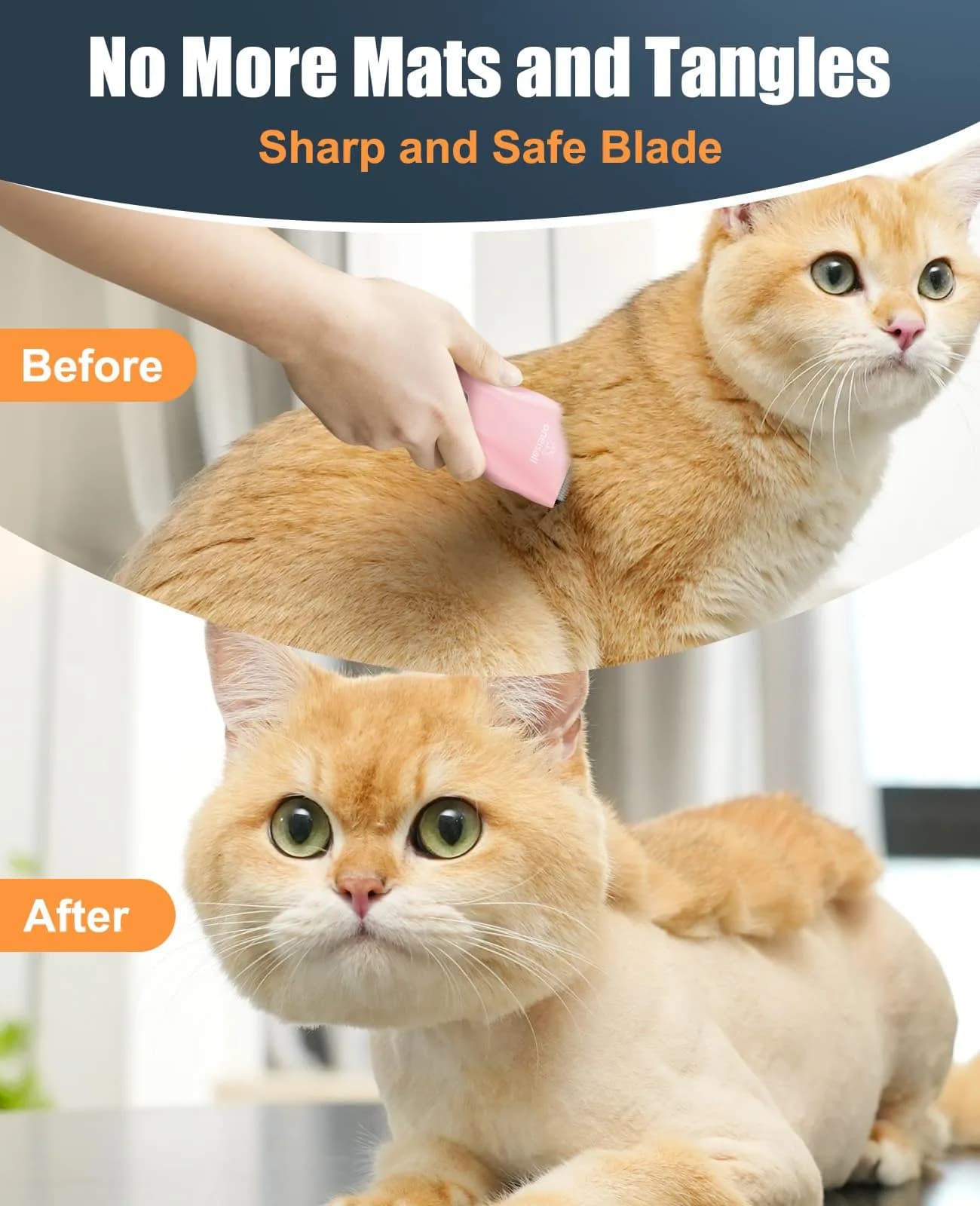 oneisall Pet Clippers for Matted Cat Hair, Quiet Pet Shaver with Storage Bag | 50dB Low Noise, IPX7 Waterproof, USB Rechargeable - view 4