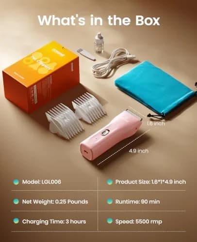 oneisall Pet Clippers for Matted Cat Hair, Quiet Pet Shaver with Storage Bag | 50dB Low Noise, IPX7 Waterproof, USB Rechargeable thumbnail 8