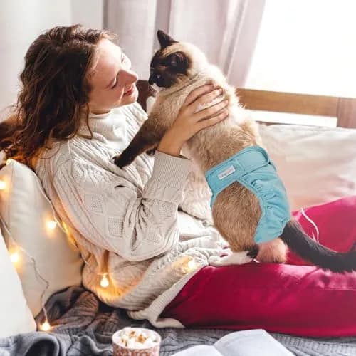 Langsprit Reusable Cat Diapers for Female Male Cats | Washable & Leak-Free (Medium) thumbnail 4