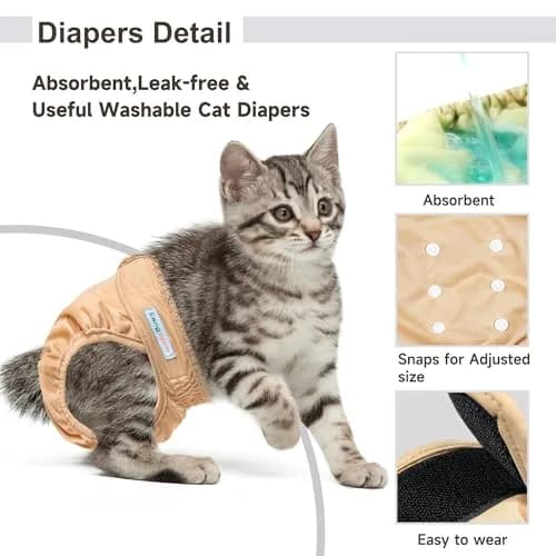 Langsprit Reusable Cat Diapers for Female Male Cats | Washable & Leak-Free (Medium) thumbnail 2