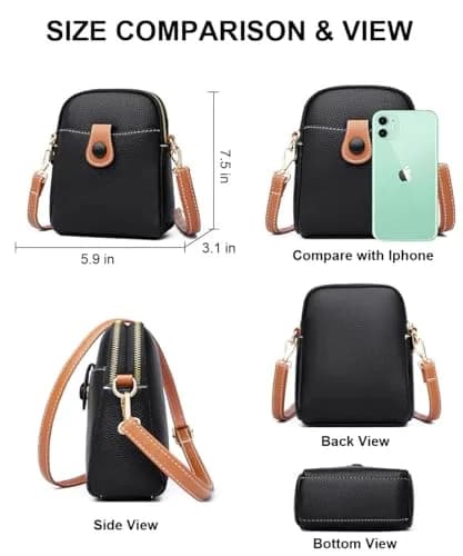 Hiflyer Small Crossbody Bag Dark Blue | Lightweight PU Leather Phone Purse for Women thumbnail 8