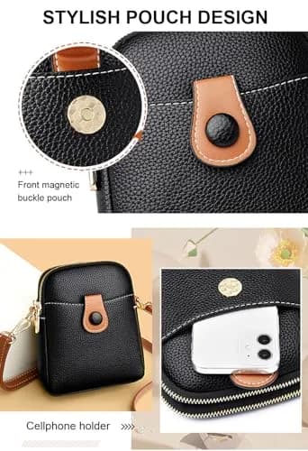 Hiflyer Small Crossbody Bag Dark Blue | Lightweight PU Leather Phone Purse for Women thumbnail 4