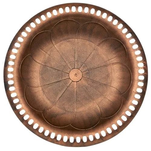 Alpine Corporation 28" Bronze Outdoor Pedestal Birdbath with Scrollwork Base & Ground Stakes | 71 cm (28") Height, 50.8 cm (20") Diameter thumbnail 4