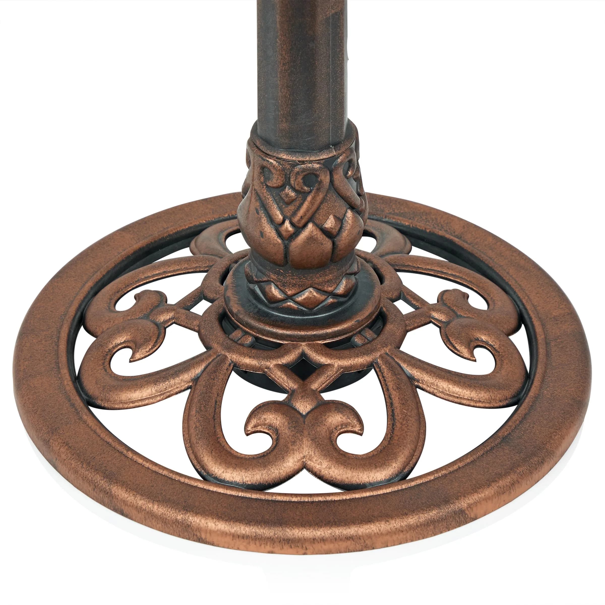 Alpine Corporation 28" Bronze Outdoor Pedestal Birdbath with Scrollwork Base & Ground Stakes | 71 cm (28") Height, 50.8 cm (20") Diameter - view 5