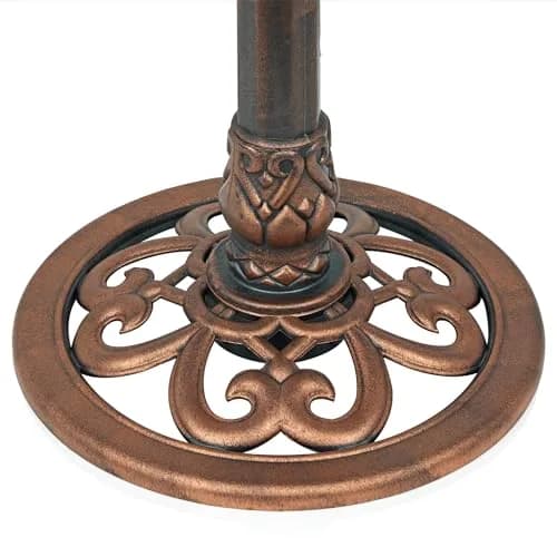 Alpine Corporation 28" Bronze Outdoor Pedestal Birdbath with Scrollwork Base & Ground Stakes | 71 cm (28") Height, 50.8 cm (20") Diameter thumbnail 5