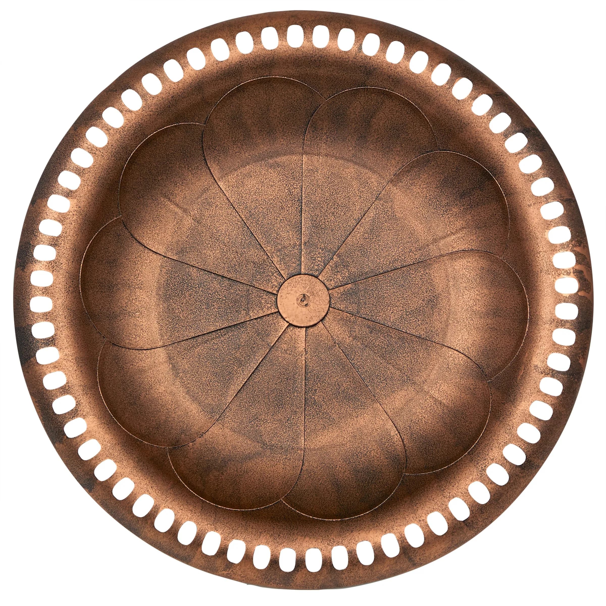 Alpine Corporation 28" Bronze Outdoor Pedestal Birdbath with Scrollwork Base & Ground Stakes | 71 cm (28") Height, 50.8 cm (20") Diameter - view 4