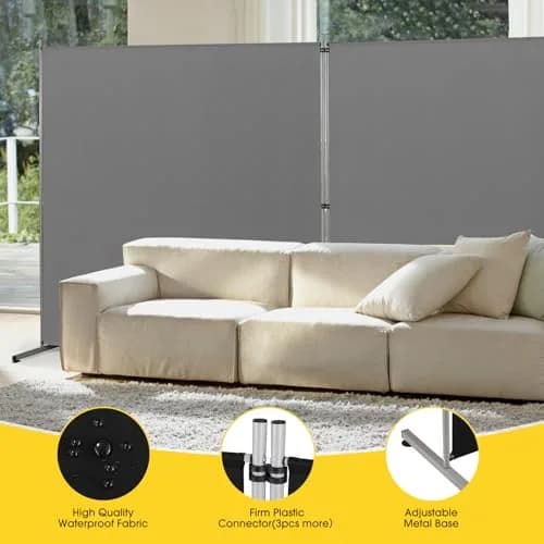 Rantila Gray 2-Panel Folding Room Divider 366cm (142" W x 71" H) | Freestanding Privacy Screen for Home & Office thumbnail 4