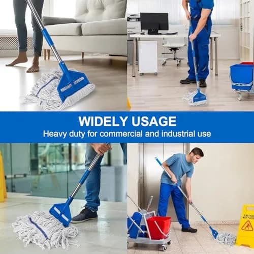 KeFanta Commercial Mop 152 cm (60 inch) Long Handle Heavy Duty Industrial Wet Mop with Looped-End Cotton Head | For Home, Kitchen, Garage, Office, Concrete, Tile, Marble, Hardwood Floors thumbnail 2