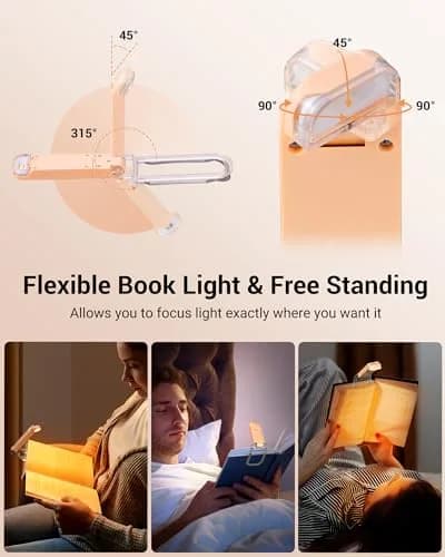 DEWENWILS Peach Fuzz Clip-On Book Reading Light with USB Rechargeable Battery thumbnail 4