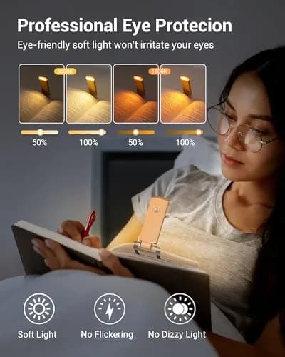 DEWENWILS Peach Fuzz Clip-On Book Reading Light with USB Rechargeable Battery thumbnail 2