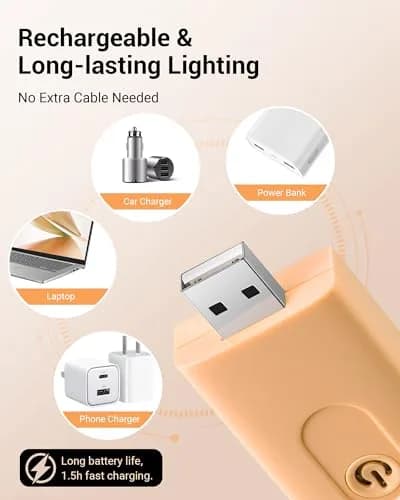 DEWENWILS Peach Fuzz Clip-On Book Reading Light with USB Rechargeable Battery thumbnail 3